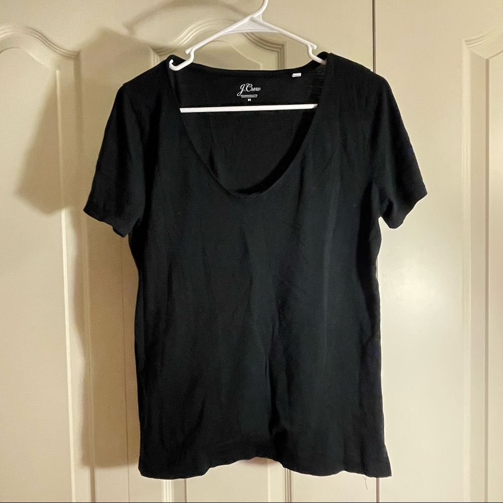 J. Crew Black V Neck Cotton T Shirt